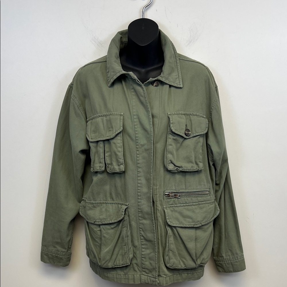 Topshop Women’s Casual Army Green Fall Utility Jacket Size Small